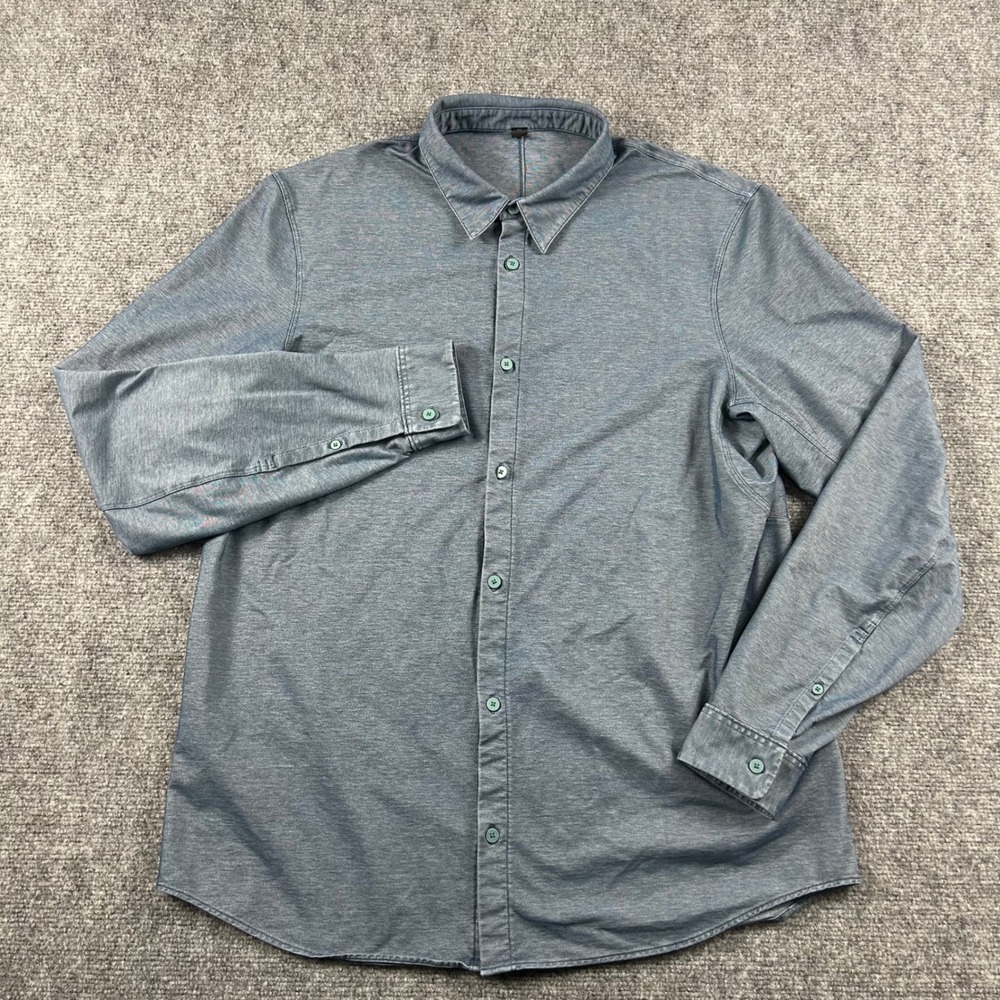 Lululemon Button Down Shirt Mens XL Blue Long Sleeve One Thing At A Time Commute